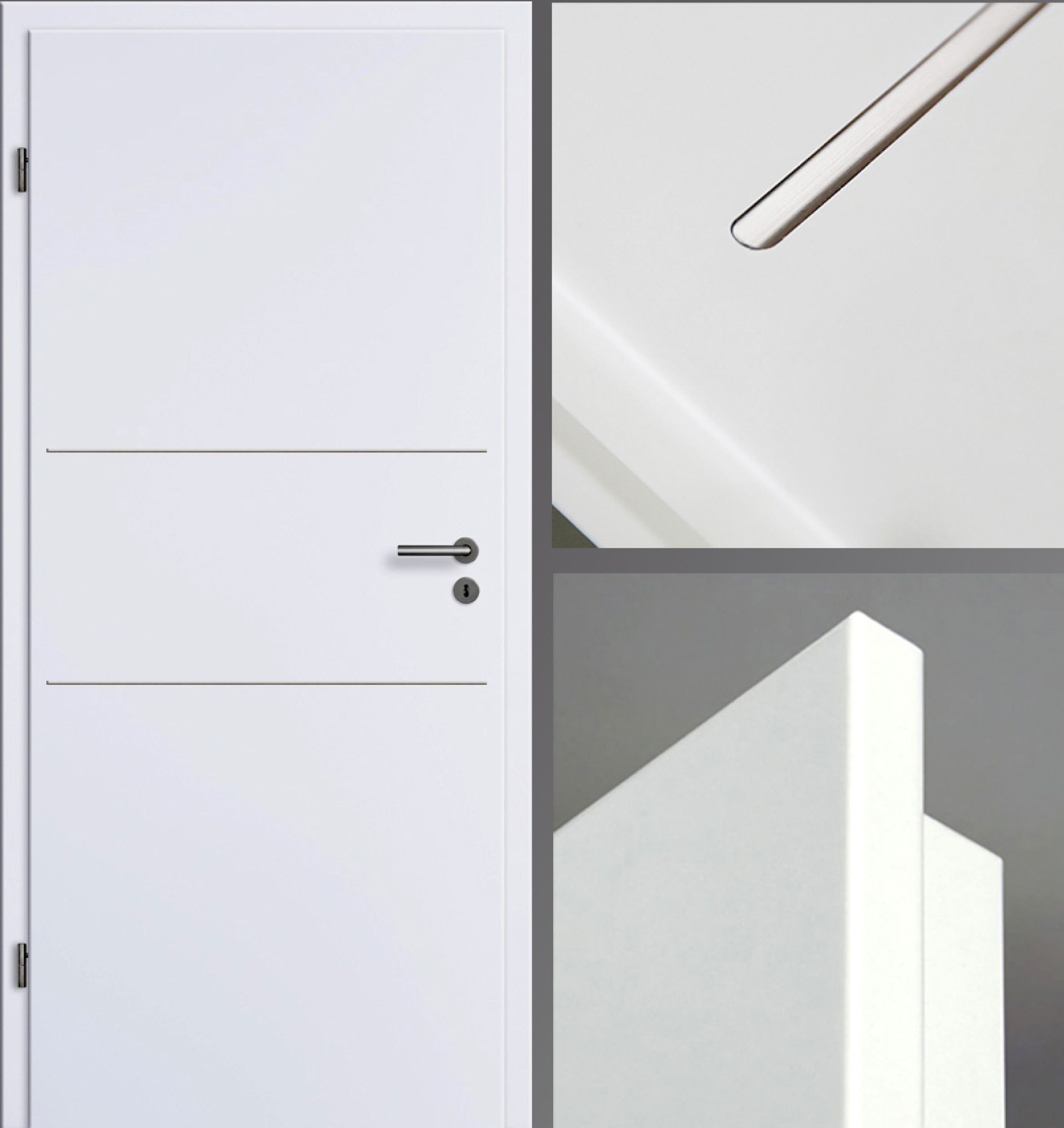 Innentür 2 Lisenen plan mit Zarge - Weißlack CPL 9010